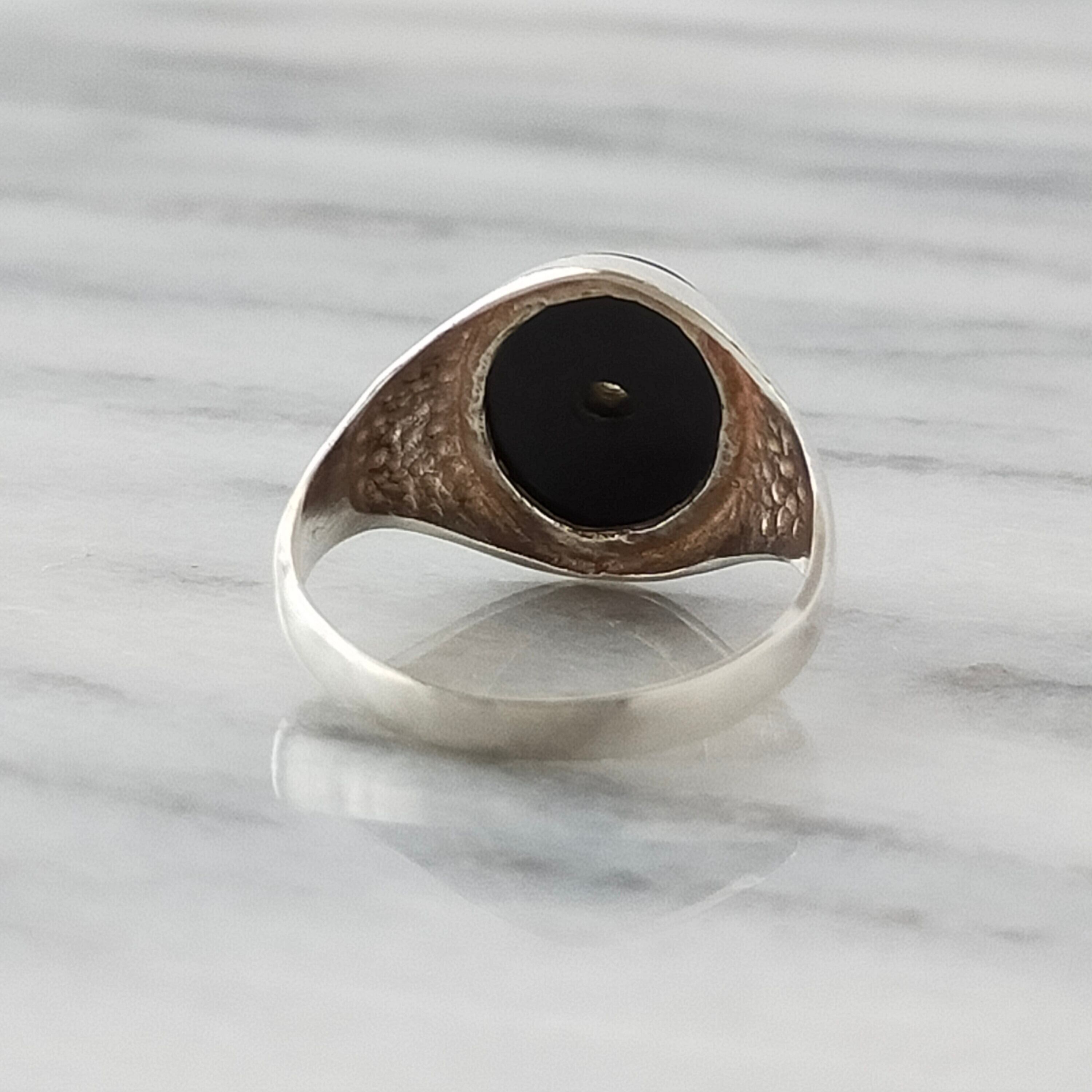 英国 1970年代 ヴィンテージ 925スターリングシルバー オニキス  