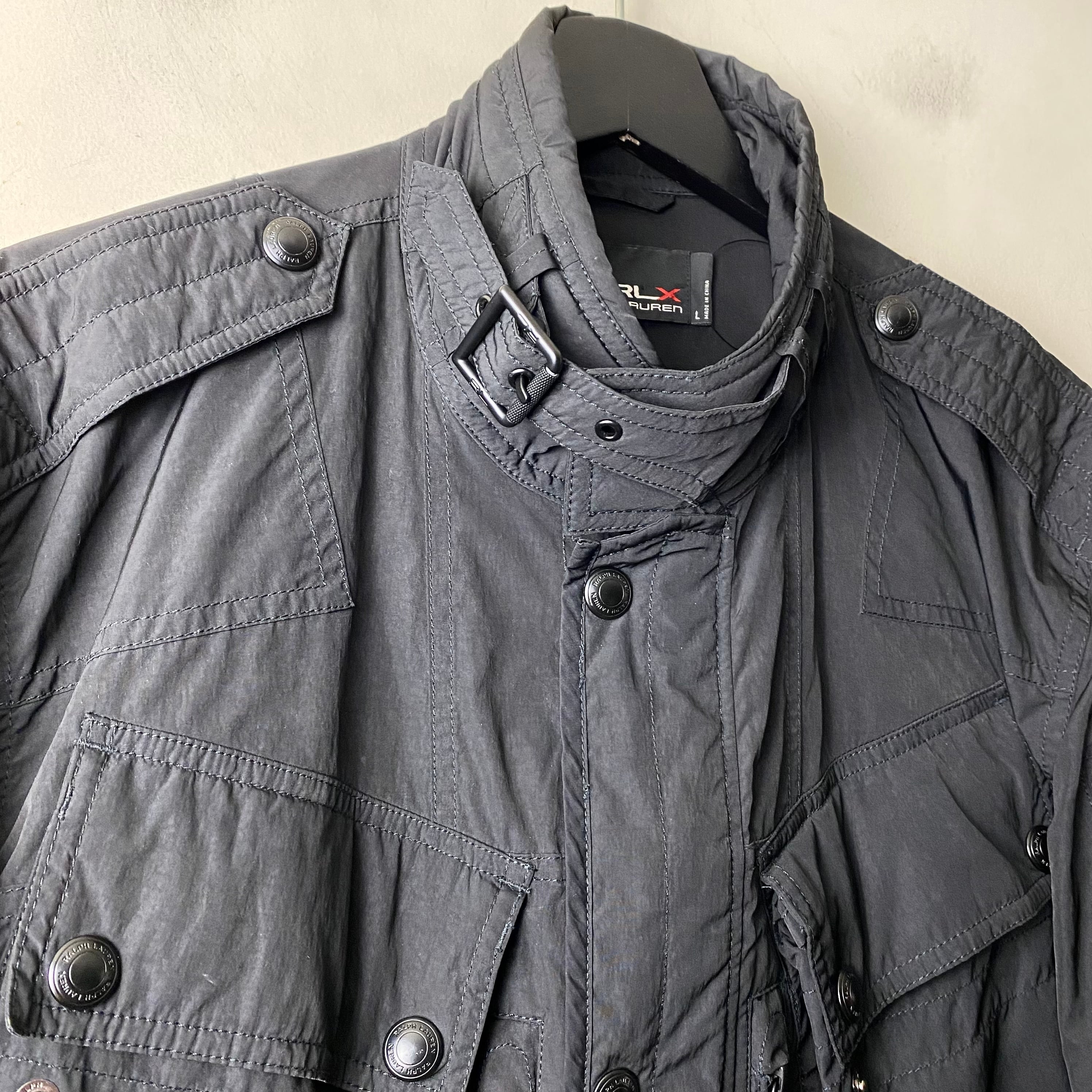 RLX RALPH LAUREN black nylon motorcycle jacket | NOIR ONLINE