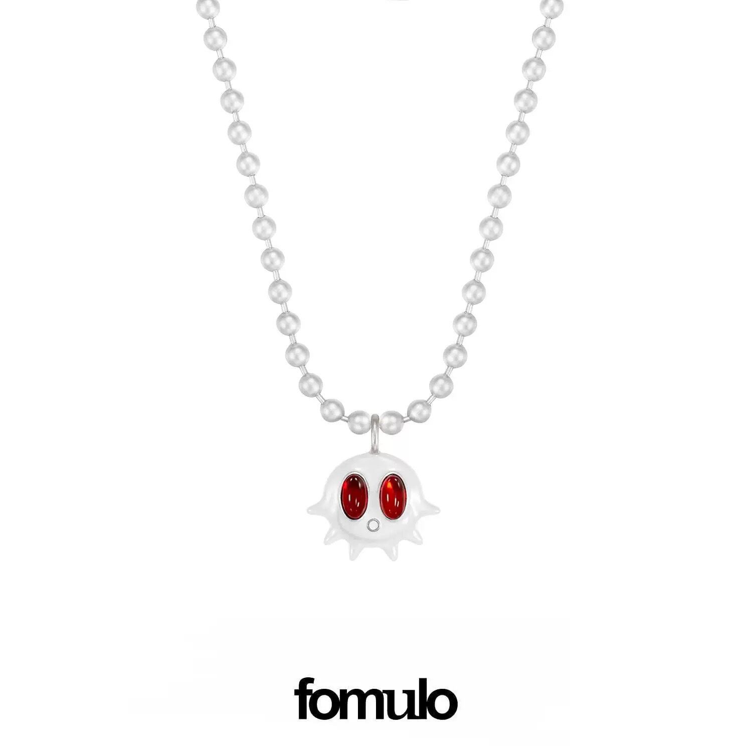 fomulo] Baby Fugu Monster Necklace (white.black) | BYORI