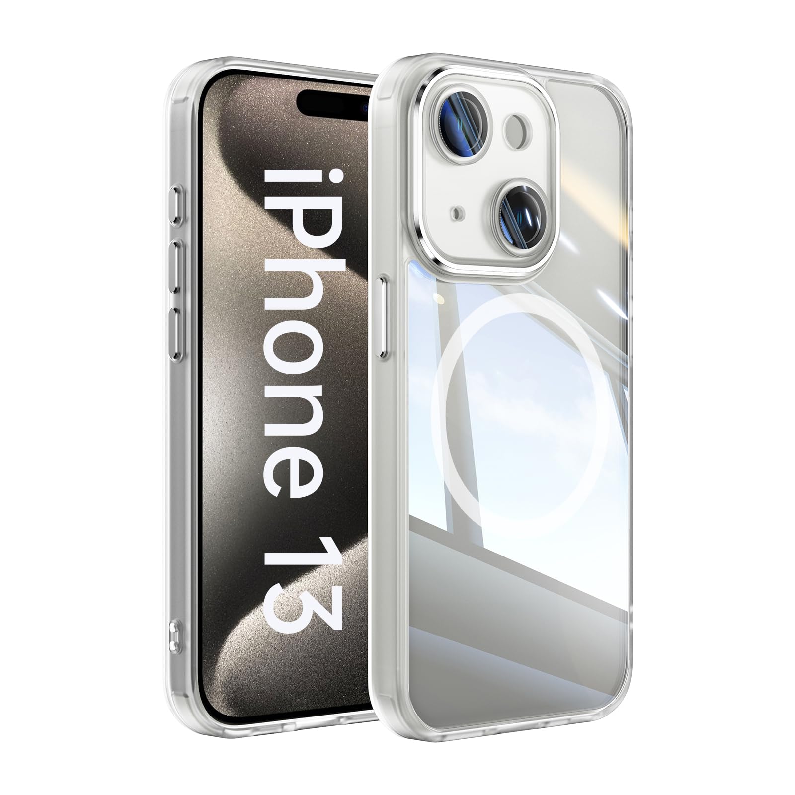 Spihime ケース 用の iPhone 13 MagSafe対応 黄変防止 ワイヤレス充電対応 レンズ保護 耐衝撃 マグネット搭載 耐久性 ストラップホール付き マグセーフ対応 スマホケース用の Phone 13 カバー