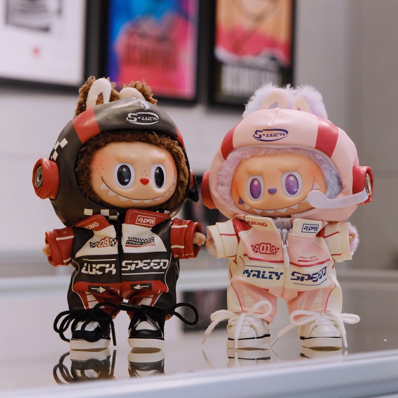 ぬいぐるみ本体 3色セット Labubu 1代〜3代対応 レーシング つなぎ+ヘルメット 着せ替え 2