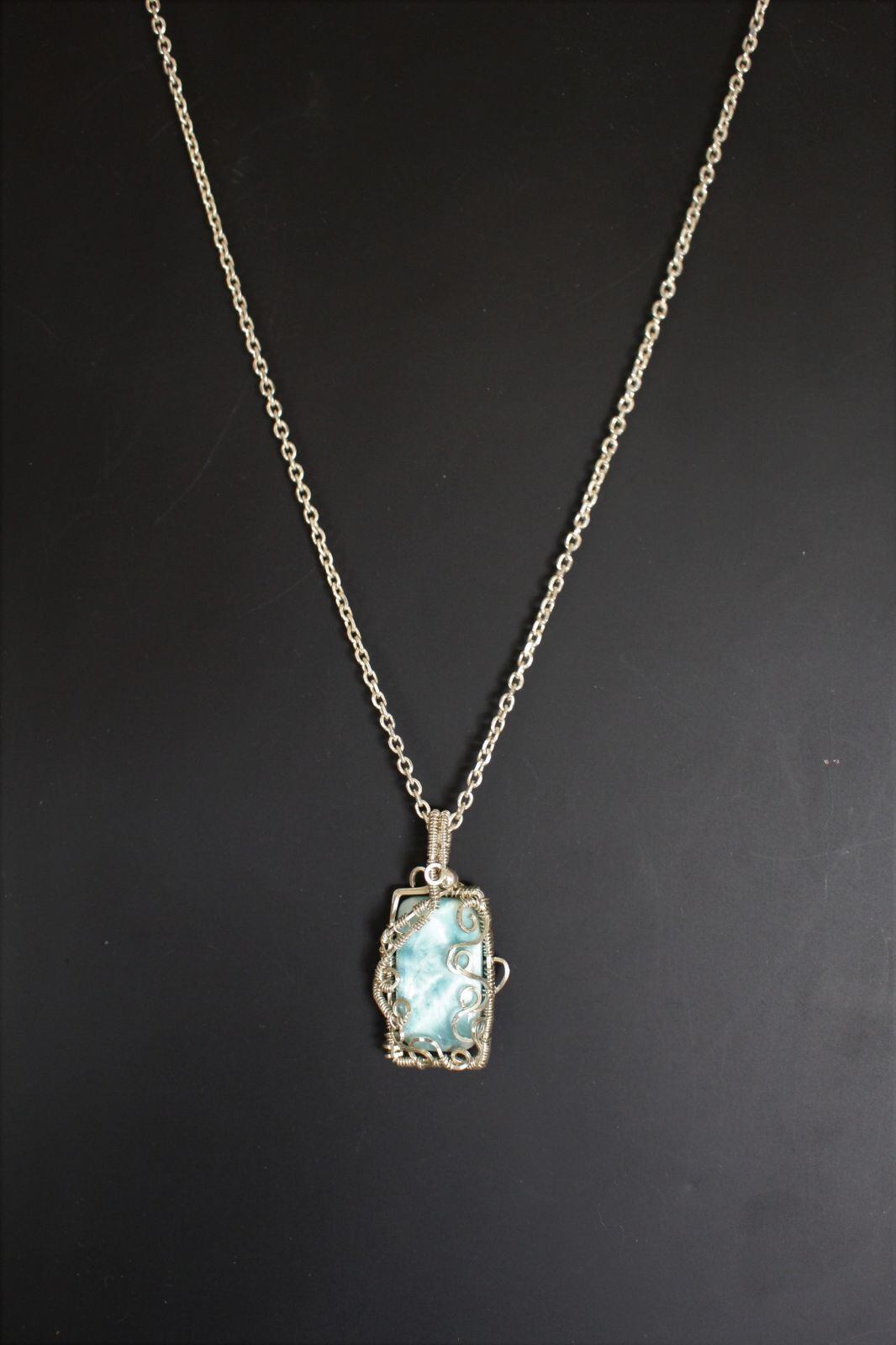 Larimar silver925 wirewrapping pendant