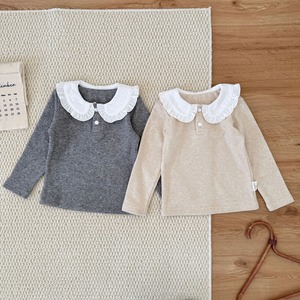 【予約商品】[73-110cm] white frill lace collar tops 2col