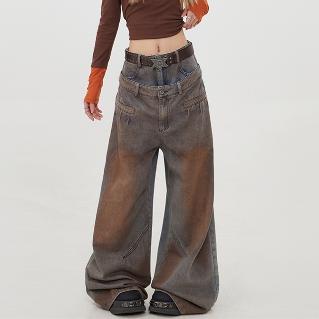 gradient dyed double waist denim　グラデーションダイダブルウエストデニム　J0944