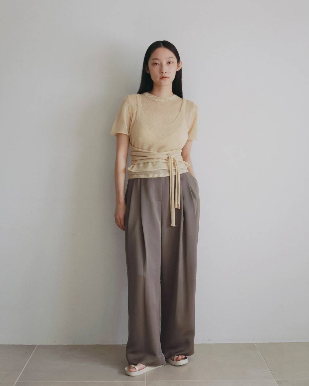 anuke Wrapcami Layered Knit -CREAM- | Chapel