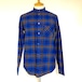 Stand Collar Check Shirts　Brown / Blue