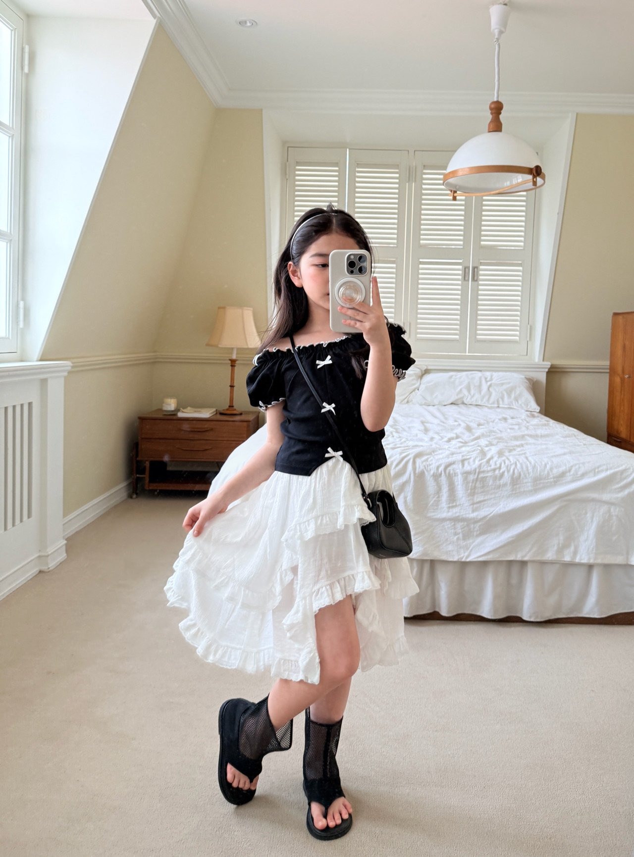[COMMA] Ribbon Shoulder Tee (160/170) / [콤마] 리본숄더티 (160/170)