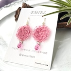 お花モチーフ*桃色レース×ローズのピアス・イヤリング