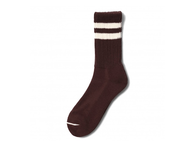 日本製・COMFY SOCKS LINE LOW CREW (BROWN/CREAM)