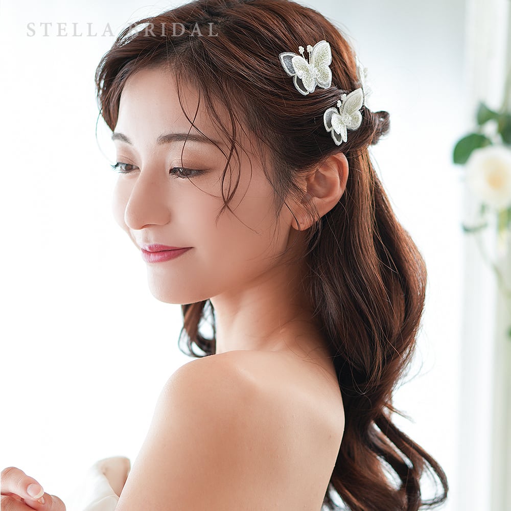 受注生産品】スワロフスキーとバタフライレースのブライダル