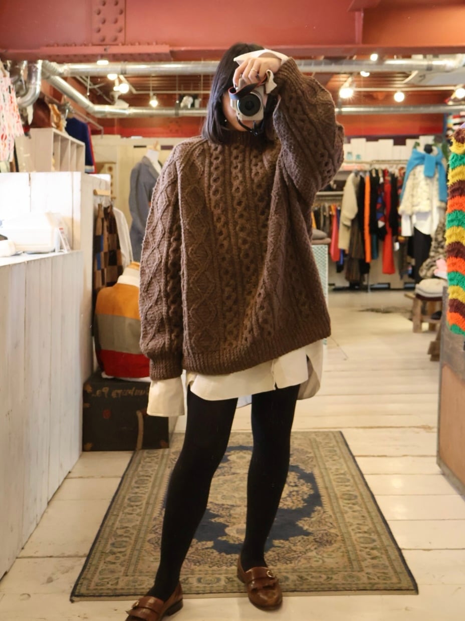 80s fisherman's wool sweater【1922】