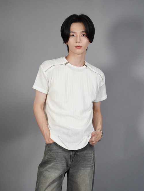 【ALUDE SELECT】Dual double zip shirt（3color）
