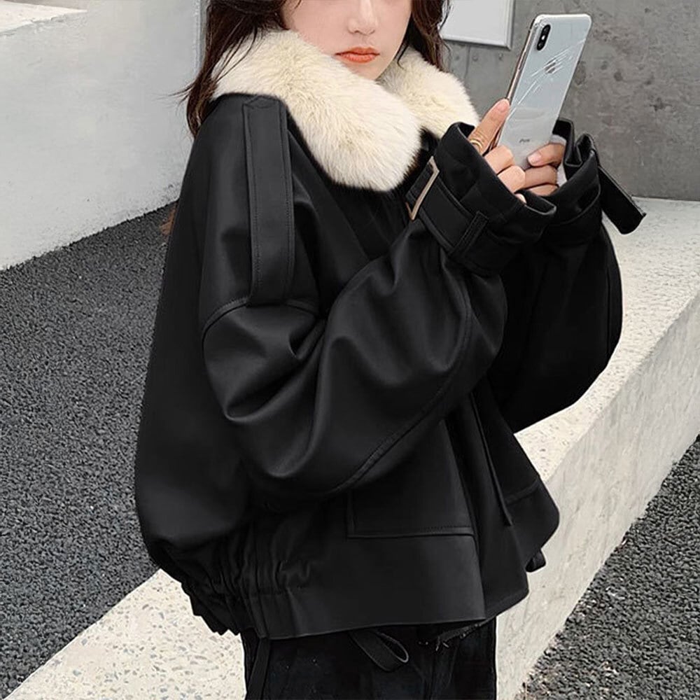 ライダース ジャケット レディース PUレザー 秋冬 ファー付き 韓国 おしゃれ かっこいい 大人 裏起毛 ブルゾン ストリート系 アメカジ 大人可愛い 大人女子