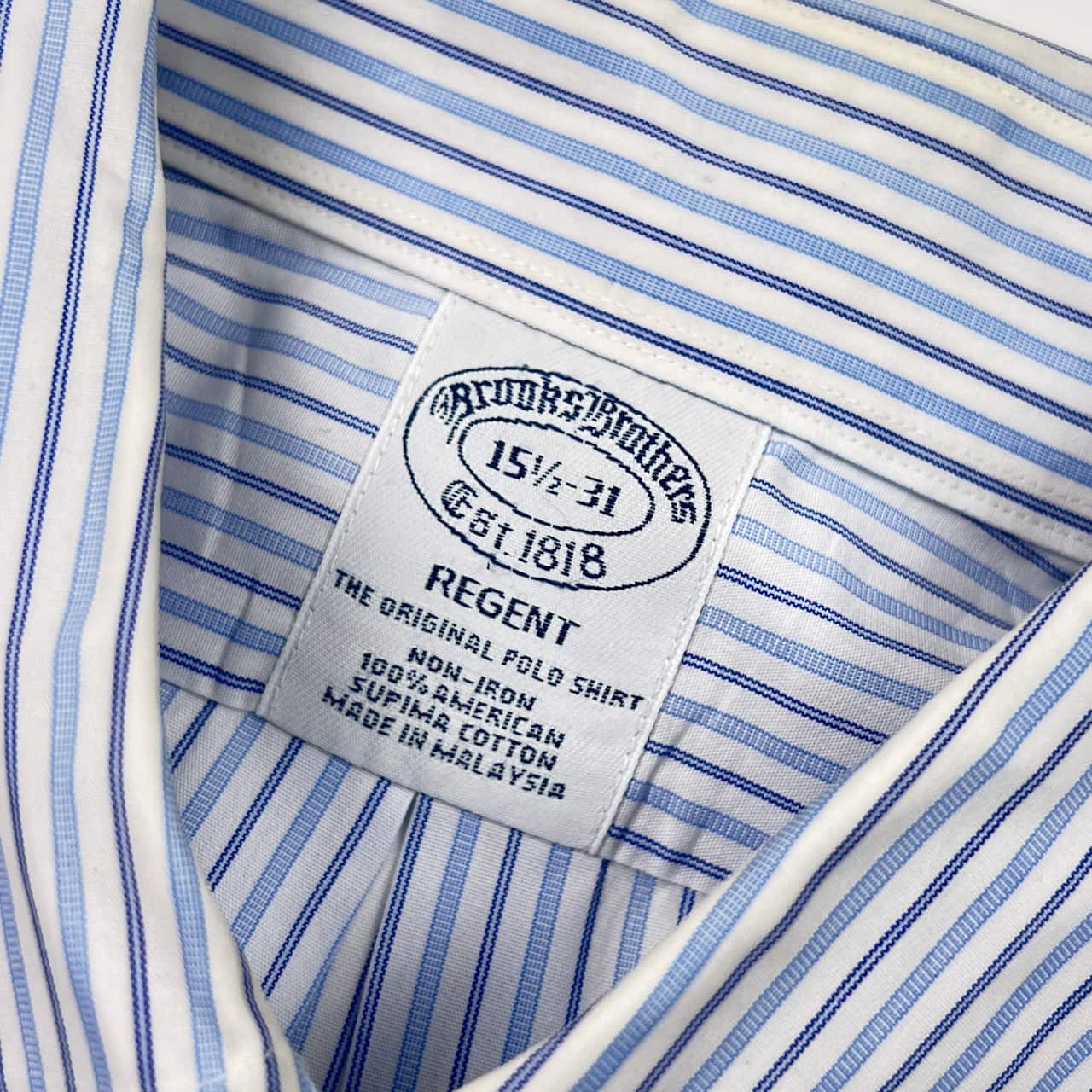 Brooks Brothers ブルックスブラザーズ REGENT NON-IRON ストライプ BD ボタンダウン 長袖 ワイシャツ ドレスシャツ 15 1/2-31/ブルー×ホワイト系 メンズ