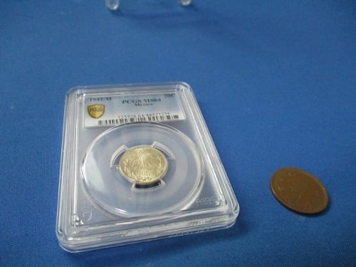 メキシコ 20センタボ銀貨☆1942年／未使用／鷲の紋章／アンティーク