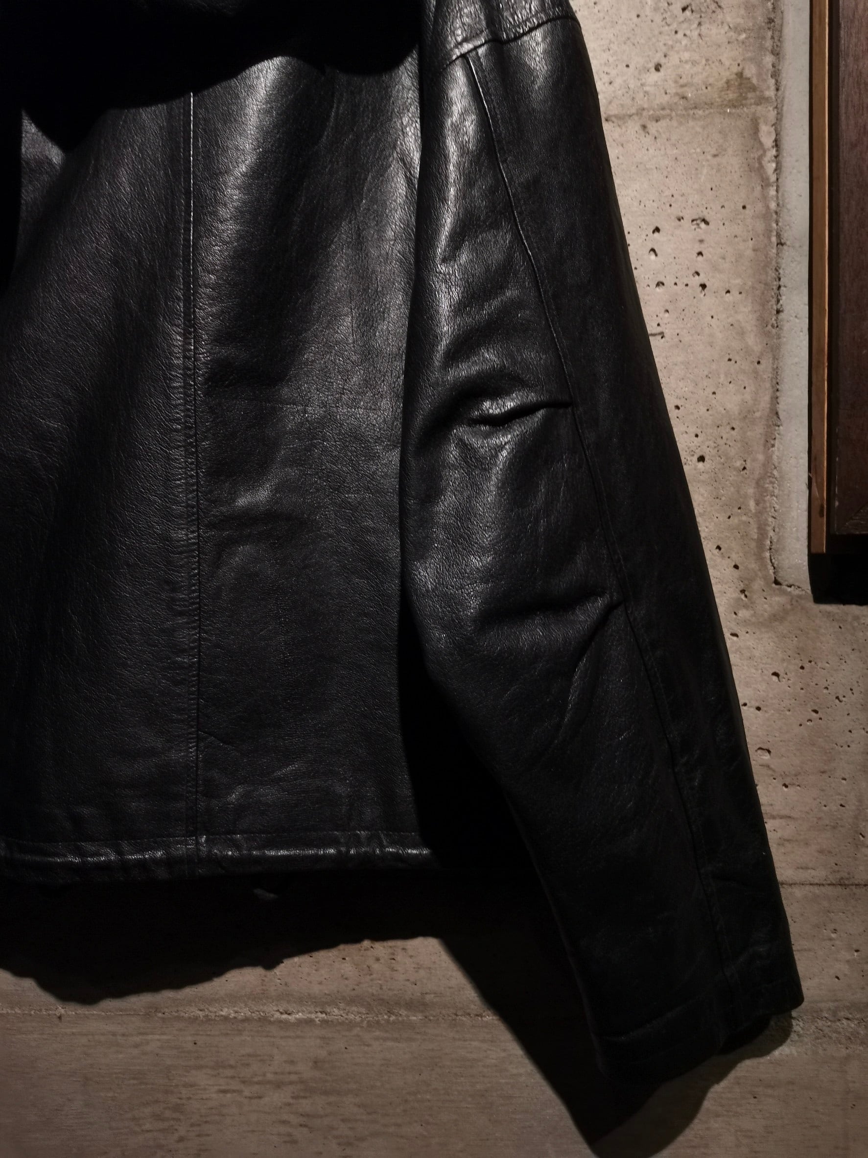Caka】Hooded Detachable Gimmick Vintage Loose Fireman Leather