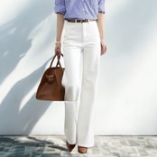 スリット入り ハイウエスト ワイド フルレングス パンツ 　　 00052