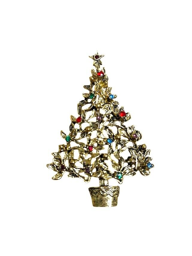 USA WEISS ヴィンテージブローチ Xmas Tree 5Candles Weiss Christmas Tree Brooch