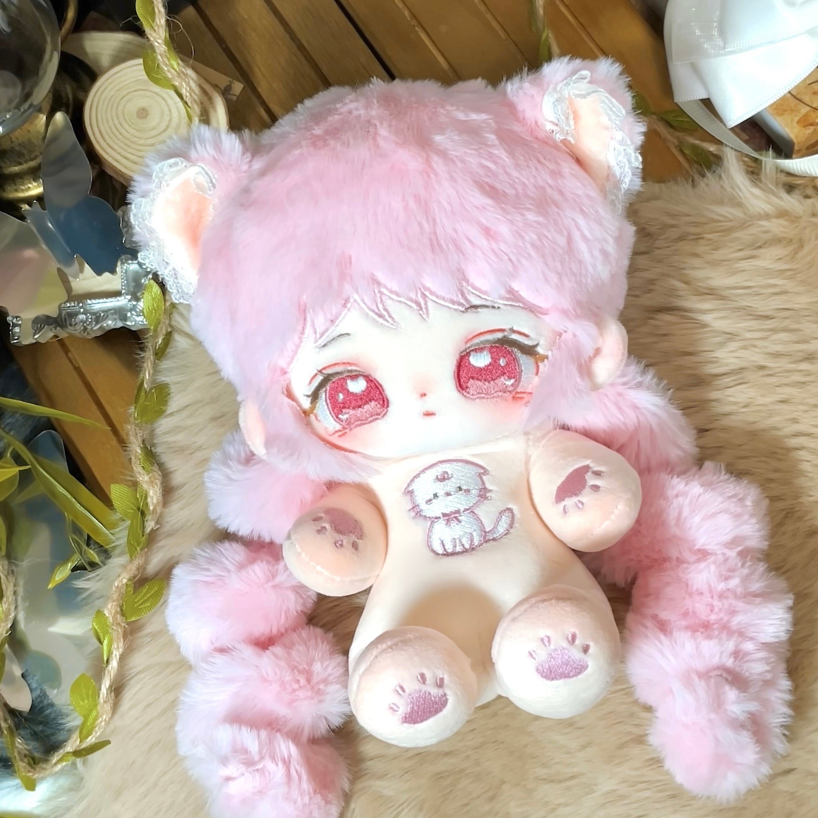 ✿JPGO一次入金✿Meow 20cm骨あり スケルトン刺繍無属性ぬいぐるみ
