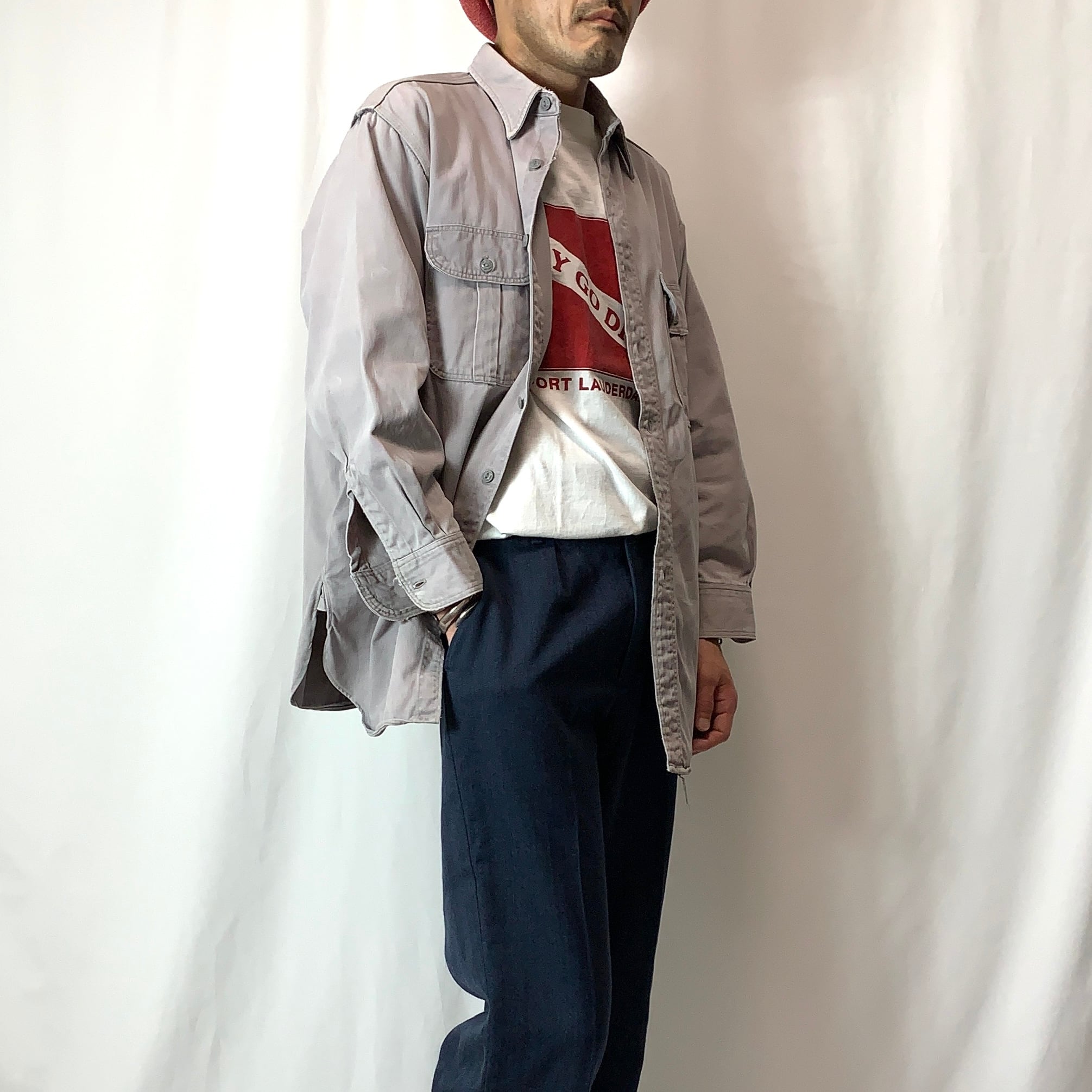 vintage old 50s 60s TUF NUT？ Work Shirt ワークシャツ マチ付き 襟