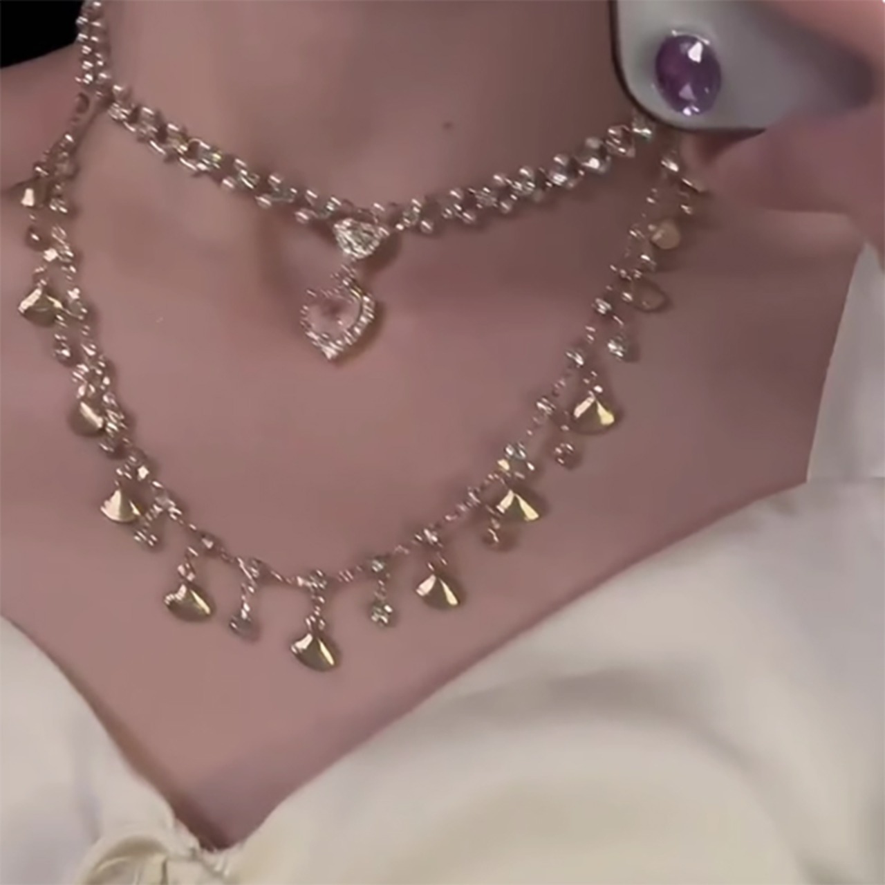 20past貝殻とハートの重ねネックレス 4s