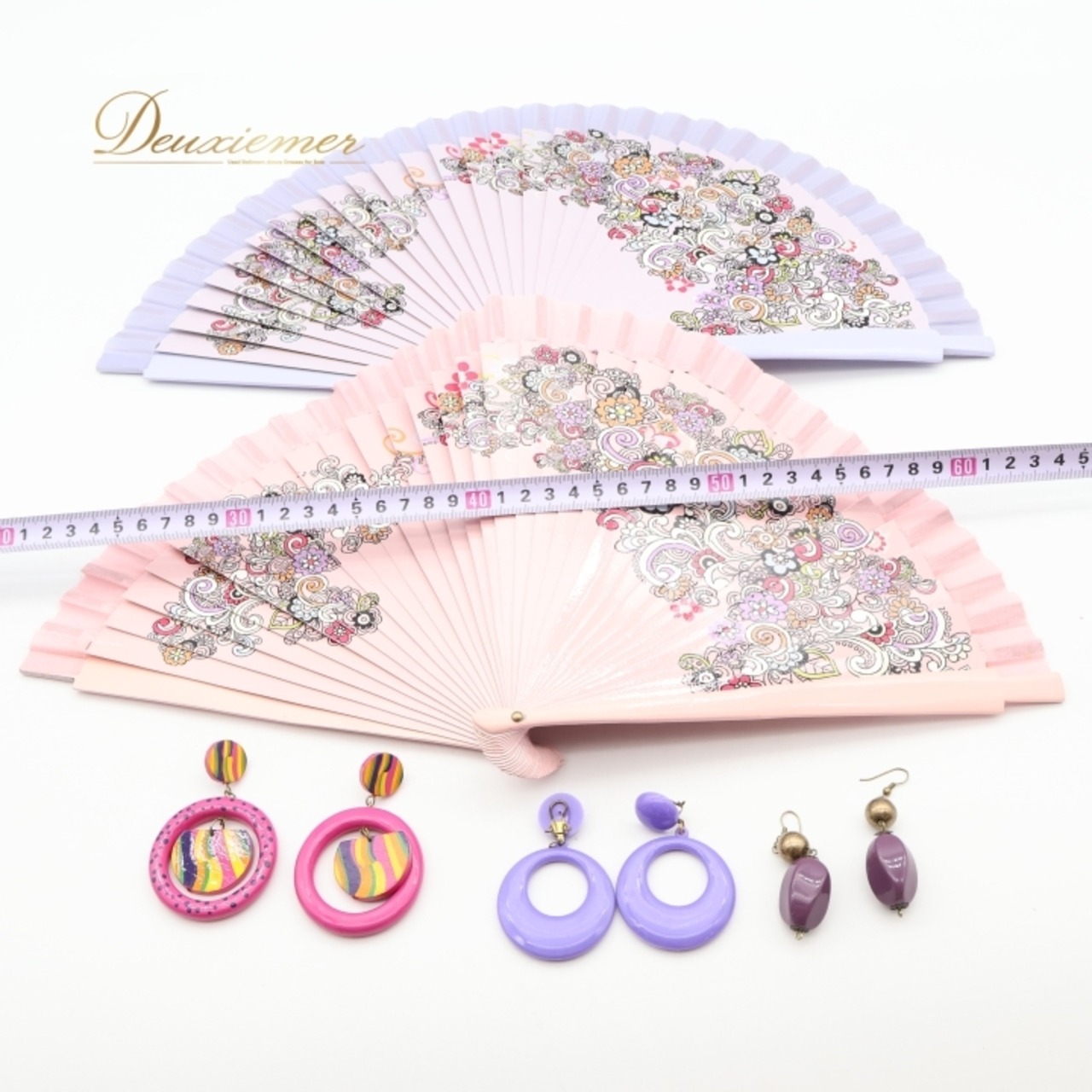 フラメンコ 小物 まとめ売り セット アバニコ イヤリング ピアス 扇子 小道具  柄 模様 ダンス 発表会 ピンク 紫 かわいい ピンク系 パープル系 扇子セット ダンス小物 耳飾り カラフル 模様付き 可愛いデザイン パーティーアイテム レッスン用 セット販売 フラメンコ衣装 踊りの道具