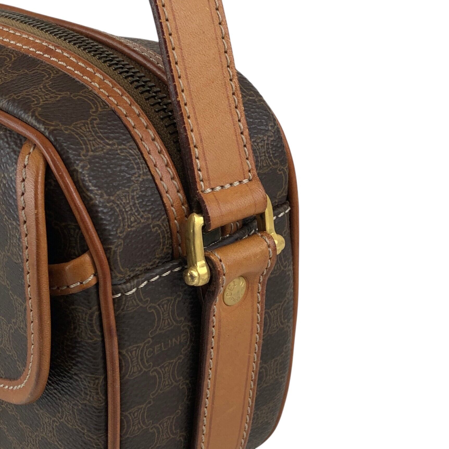 CELINE セリーヌ ショルダーバッグ ブラウン ブラゾン型押し PVCレザー CELINE セリーヌ ショルダーバッグ ブラウン ブラゾン型押し PVCレザー