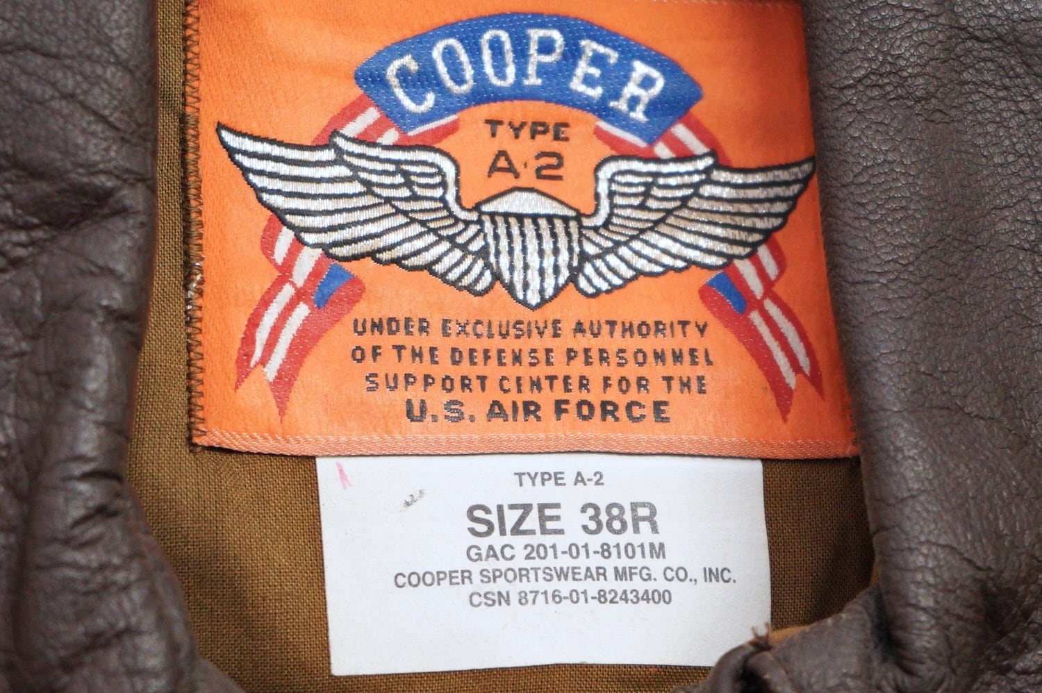 COOPER TYPE A2 フライトジャケット 革ジャン U.S. AIR