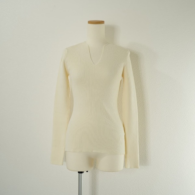 AMERI アメリ BASIC CURVE KNIT TOP ベーシック カーブ ニット トップ リブ カットソー トップス プルオーバー 長袖