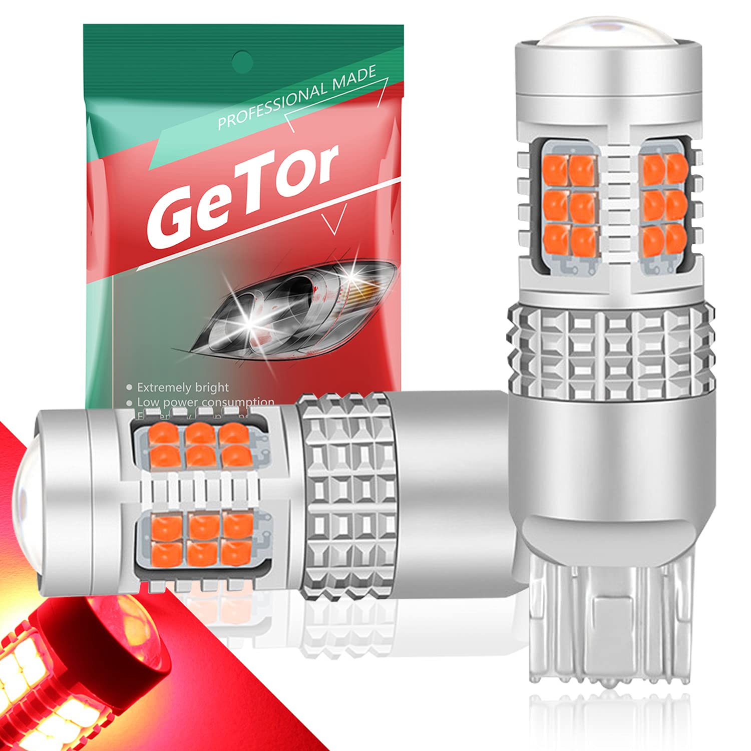 【人気】T20 ダブル球 レッド 7443 LED ブレーキ テール ウインカー ストップ ランプ バックランプ 汎用 30連 3030 LEDバルブ 12V 無極性 t20 led ダブル プロジェクターレンズ付き 高輝度 ダブル t20 LED 7443 W21/5W バックライトLEDバルブ 50000時間以上寿命 取付簡単 赤 2個入り (T20ダブル球7443 レッド)