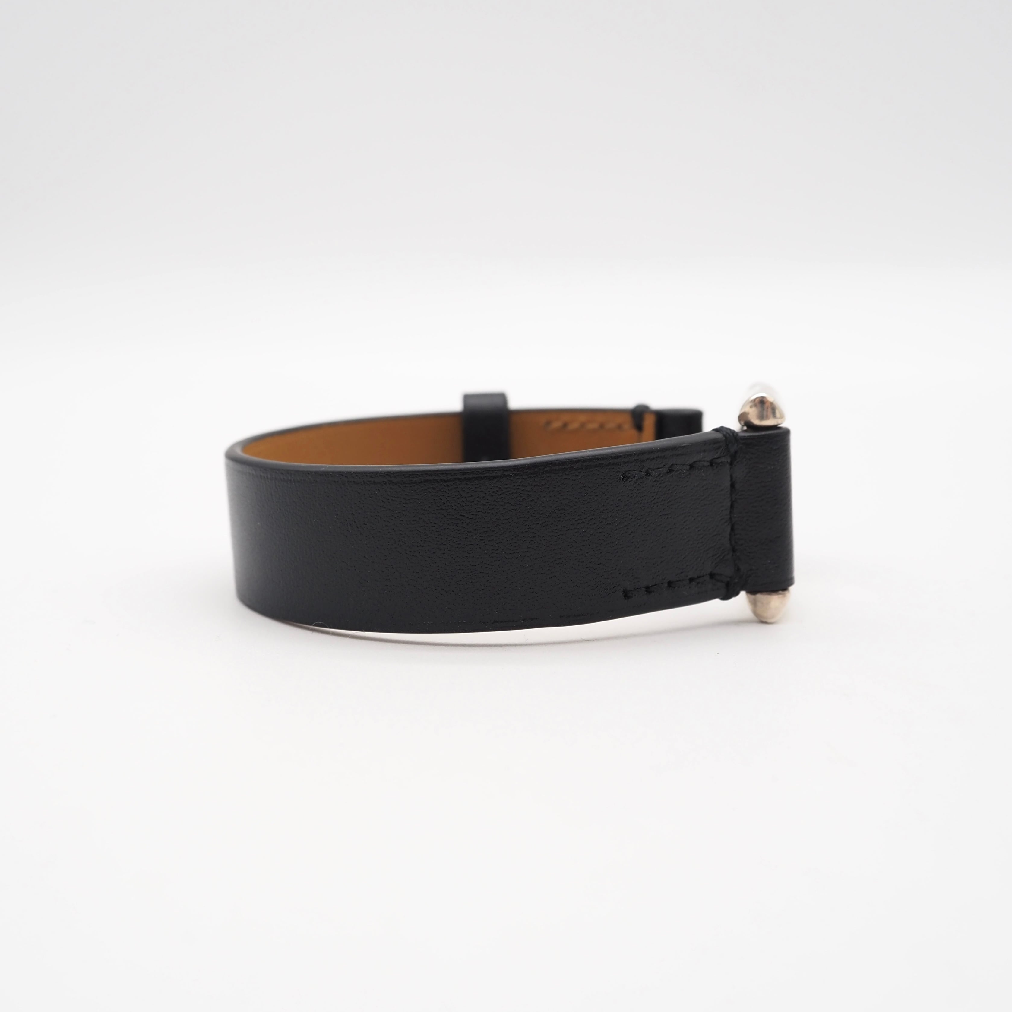 GUCCI スタッファ レザー ブレスレット ブラック シルバー 925 グッチ