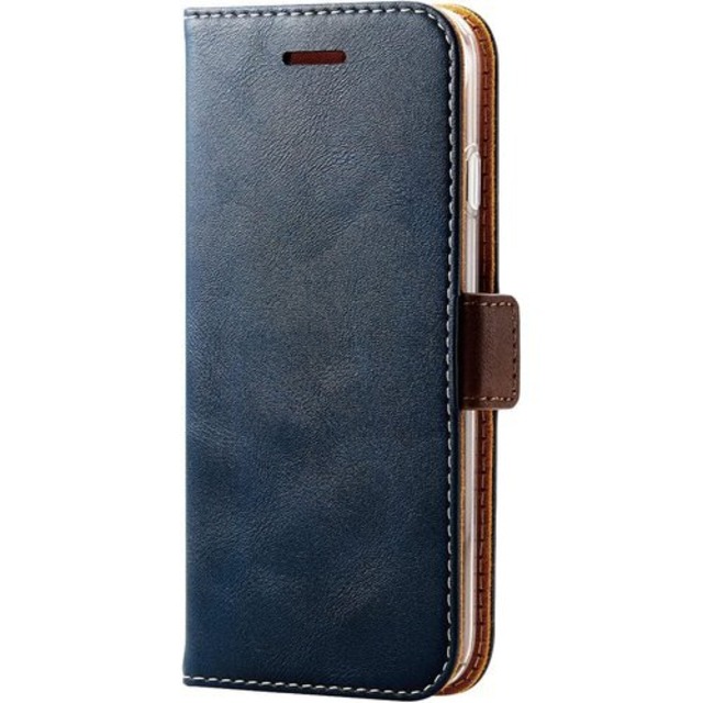 エレコム iPhone SE 第2世代/第3世代 / 8 / 7 用 ケース 手帳型 レザー 耐衝撃 ステッチ ネイビー PM-A22SPLFYNV 1182