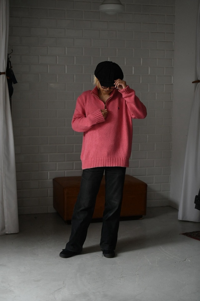 OK/90's "polo by Ralph Lauren" harf zip cotton knit