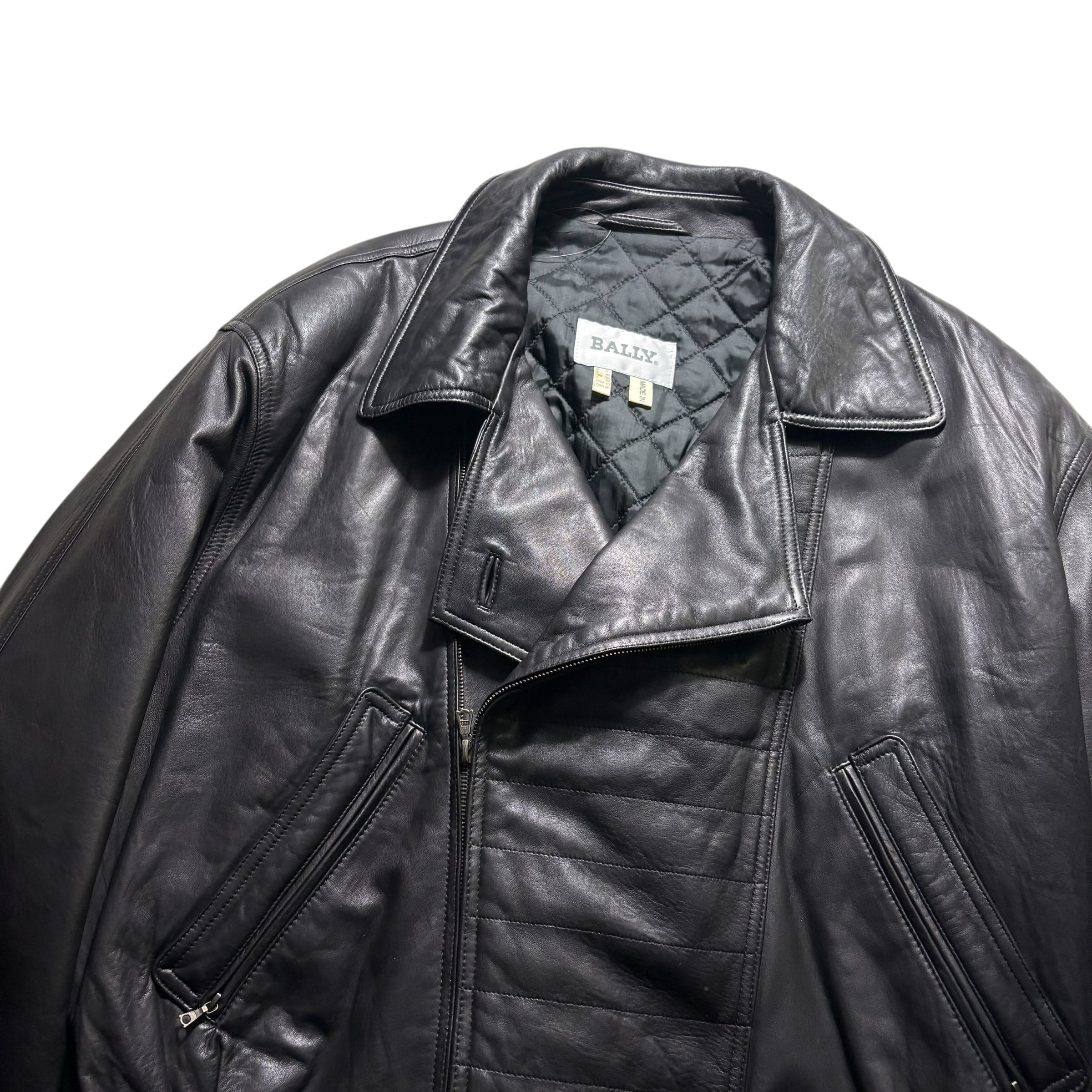 vintage BALLY black leather riders jacket | NOIR ONLINE