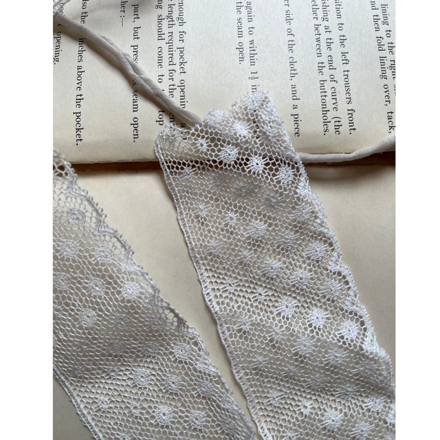vintage　レースリボン／11. ホワイト コットンネットレース（幅/約40mm）O.5m