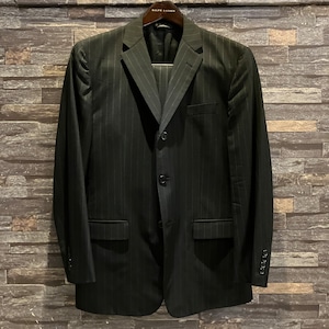 BROOKS BROTHERS WOOL STRIPE SUIT BLACK