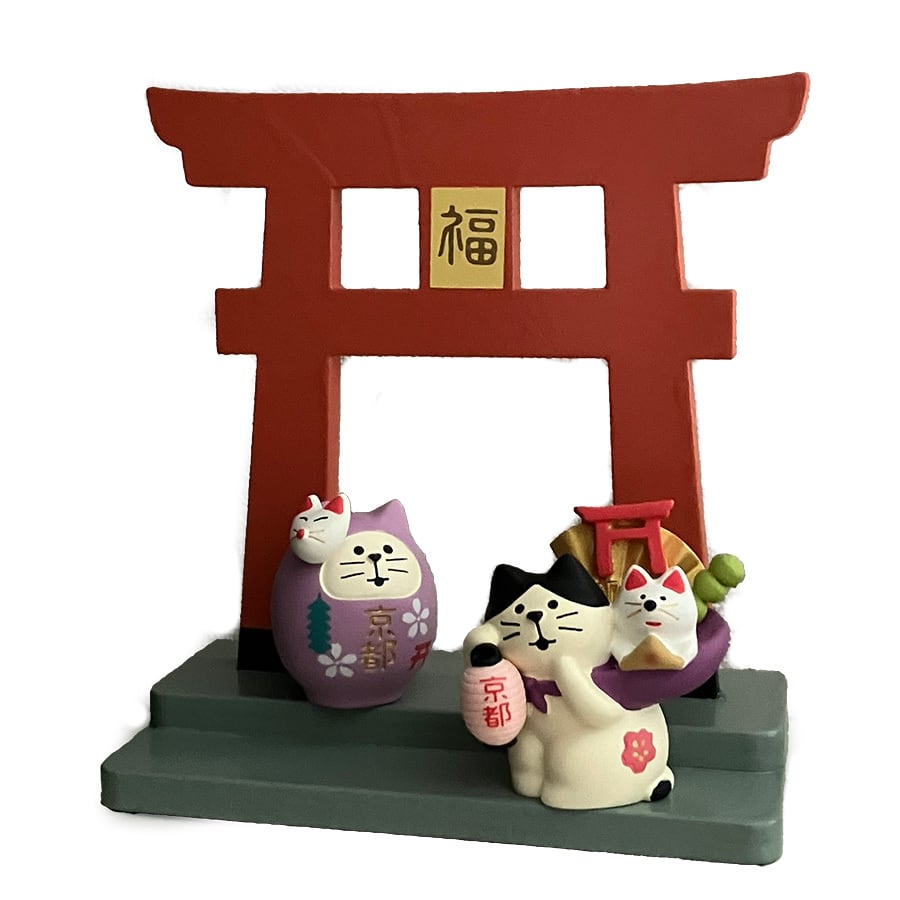 コンコンブル ご当地 京都 京都へおこしやす招き猫 狐面 置物 | きつね