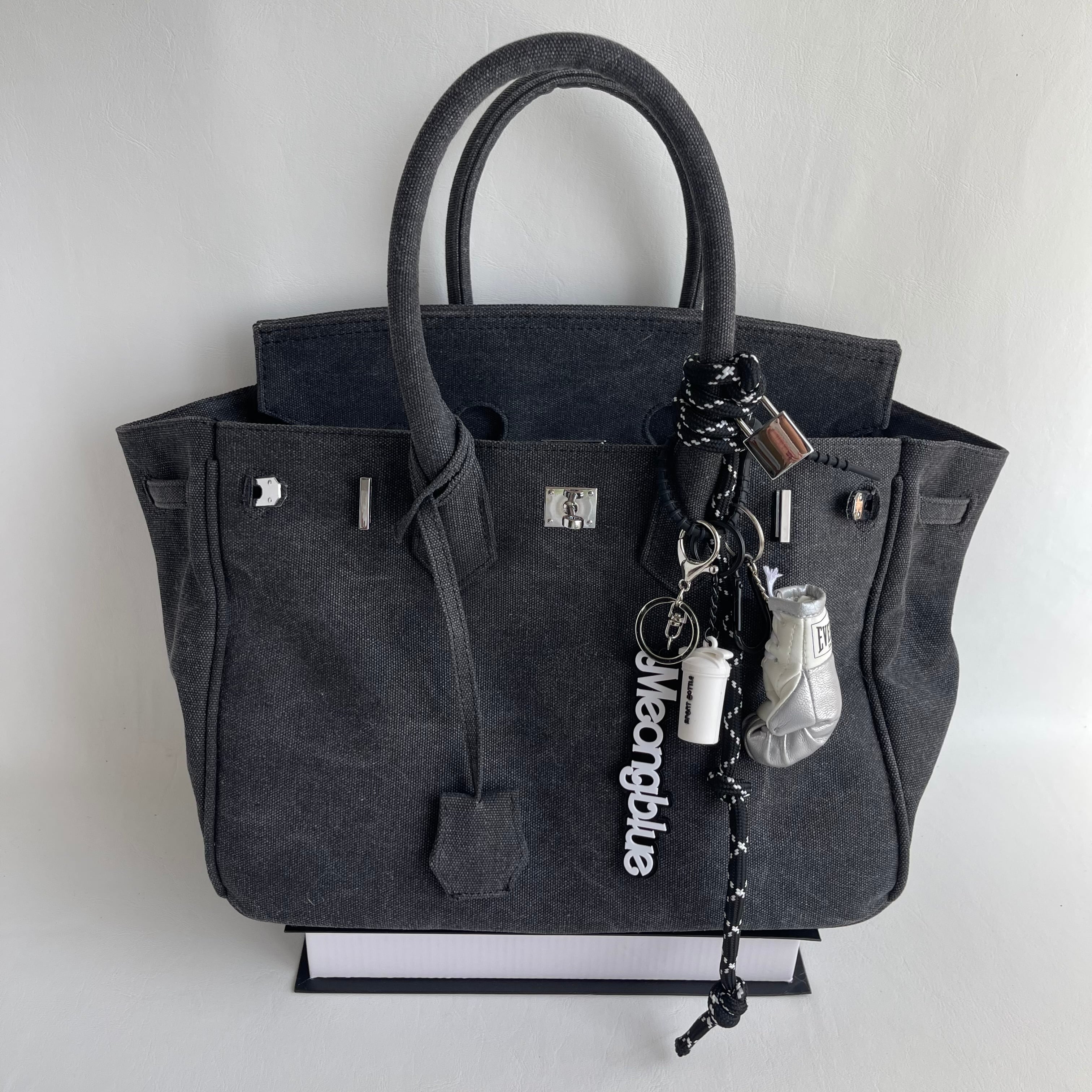 KANAGU Army BAG / Vintage Black / Fitness & logo charm | meong blue