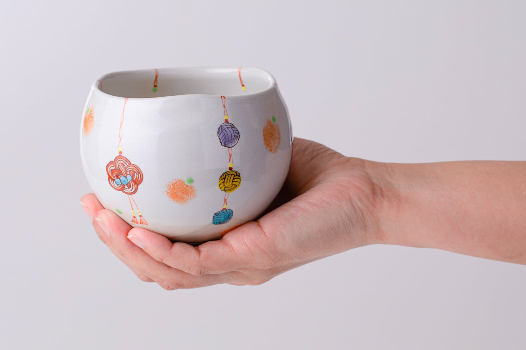 虚空蔵窯　一服腕　桜　二点セット 九谷焼 ペアいっぷく碗 水引-結-/虚空蔵窯 2個セット いっぷく碗 水引-