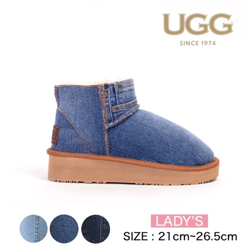 [UGG 1974] 厚底 クラシック ウルトラ ミニ デニム ブーツ