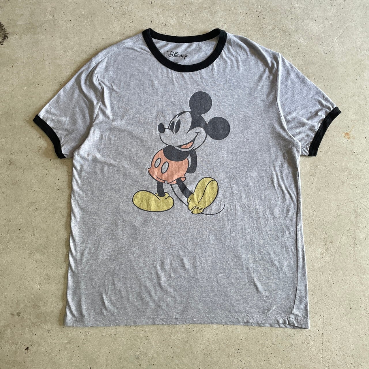 Disney ミッキーマウス キャラクター プリント リンガーTシャツ メンズ  