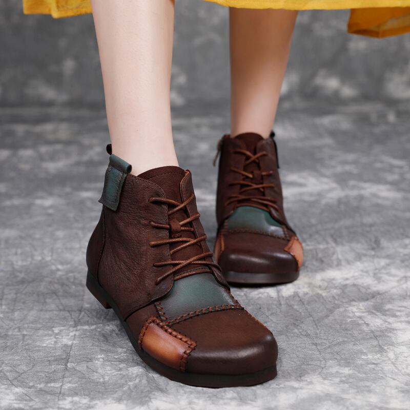 バックオータムウィンターカラーレザースタンダードカジュアルショートブーツ 靴 シューズ レトロ 秋物 冬物 Yiranxuaディースワード45852094552