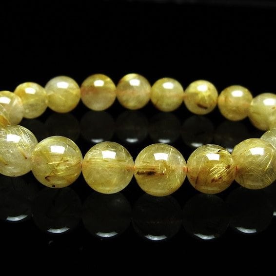 ルチルクォーツ ブレスレット 9mm タイチンルチルクォーツ タイチンルチル 一点物 メール便可 [M便 1/10] 111-49085