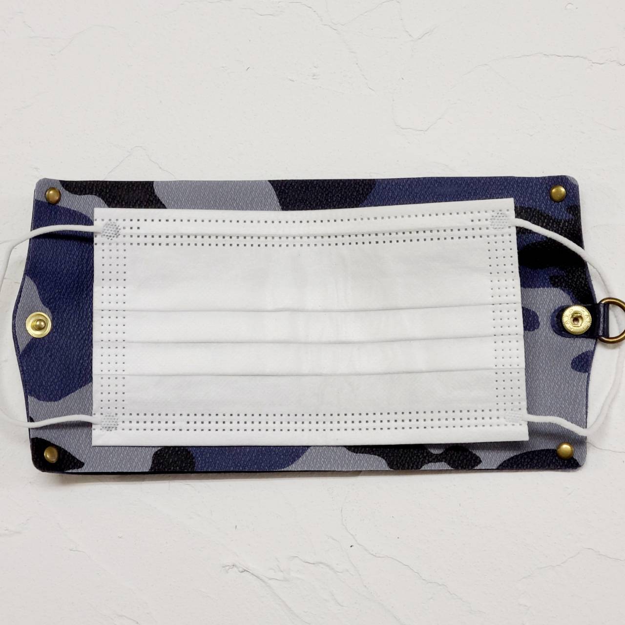 レザーマスクカバーMEN小(ネイビー)【HASAMU】迷彩PVC仕様 dragonfactory