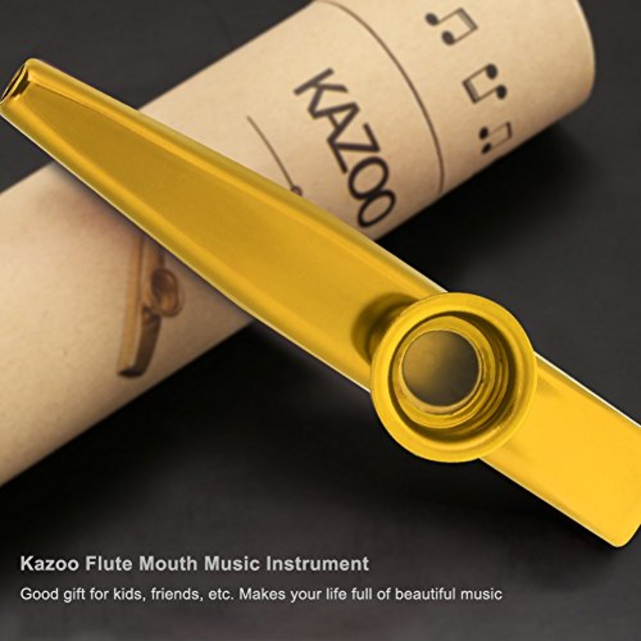 音楽愛好者向けカズー楽器 アルミ製カズー Kazoo 鼻歌 独奏できる笛楽器 バンド・パーティー伴奏 ホイッスル (ゴールド)