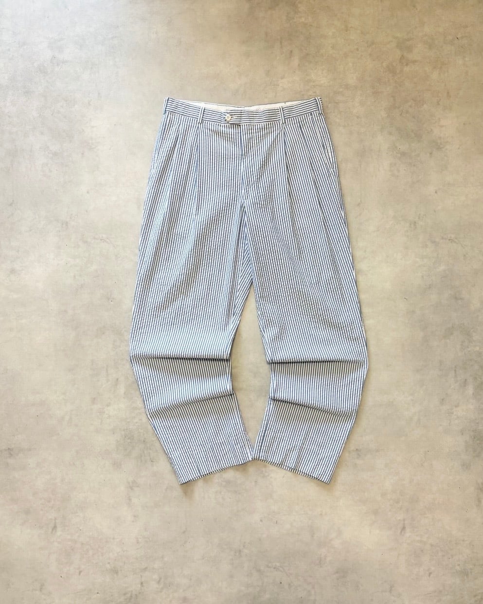 【VINTAGE】1980’s “Parisian Signature” Two Tuck Seersucker Trousers MADE IN USA W32.5 L32