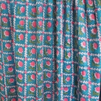 ブロックプリント生地【50cm単位】インド綿 花柄 マリンブルー×ピンク #38810-BL1