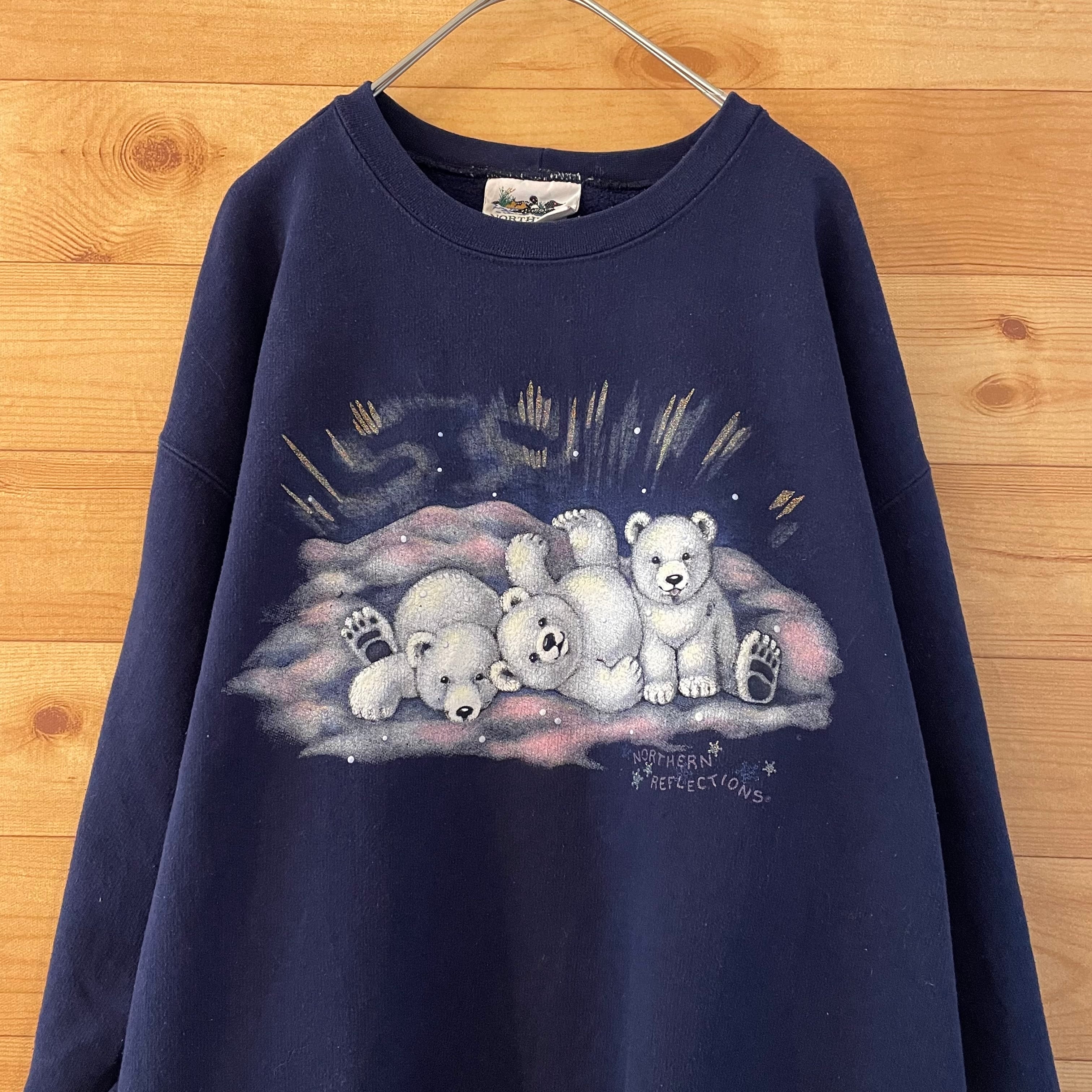 中古】 古着 NORTHERN REFLECTION スウェット くまさん ピンク M