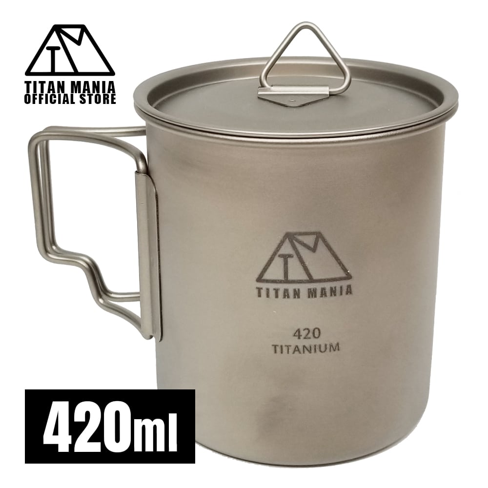 A.S.F. OUTDOOR チタン製マグカップ 蓋付き 420ml