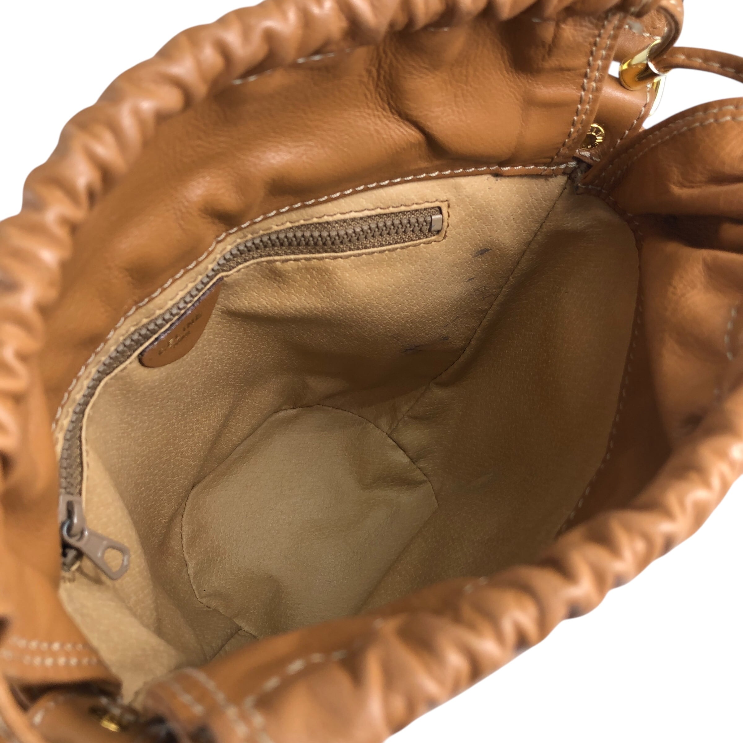 【良品】CELINE セリーヌ マカダム 巾着バッグ PVC レザーヴィンテージ CELINE セリーヌ マカダム ショルダーバッグ ブラウン PVC レザー 巾着